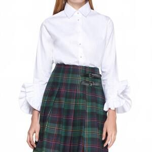 NEW VILAGALLO xl ruffles shirt in white